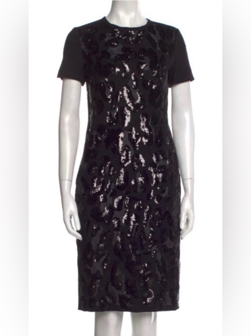 Tory Burch Wool Leopard Sequin Sheath Dress 12 Maximalist Luxury Old Money EUC